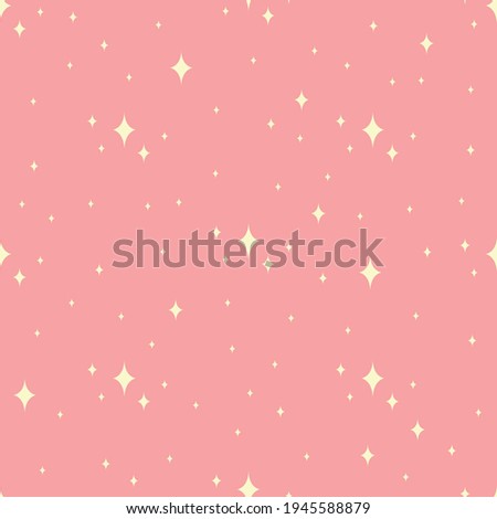 Cute pink pattern with yellow sparkles. Vector illustration.