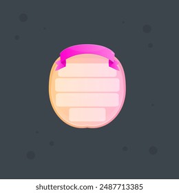 Cute Pink Peachy Pop Up Window Banner Or Sticker Frame Notes Ribbon Isolated Vector Design