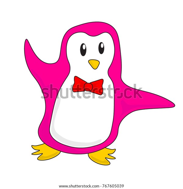 Cute Pink Penguin Vector Illustration Isolated: เวกเตอร์สต็อก (ปลอดค่า