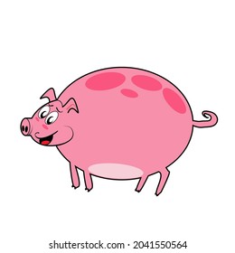 cute pink pig cartoon vector