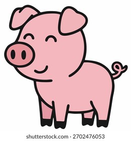 Vector de dibujos animados de cerdo rosa lindo