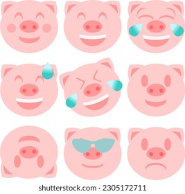 Cute Pink Pig Emoticon Character