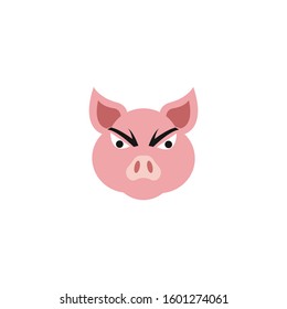 cute pink pig face vector illustration. pig face emotion logo.
