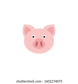cute pink pig face vector illustration. pig face emotion logo.