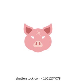 cute pink pig face vector illustration. pig face emotion logo.