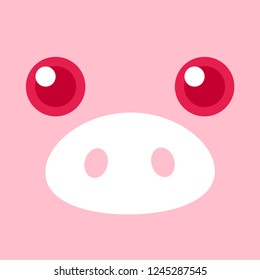 Cute pink pig. Happy New Year. Chinese symbol of the 2019 year. Excellent festive gift card. Vector illustration.