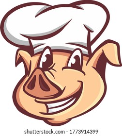 Cute Pink Pig Icon Symbol Logo