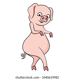 Cute pink pig on a white background.