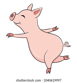 Cute pink pig on a white background.