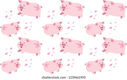 cute pink pig seamless pattern illustrator vector background