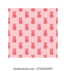Niedliches rosa Schwein nahtloses Muster Vektor flach Baby Tierhintergrund
