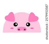 cute pink pig vector, cartoon pig face, easy and simple pig face drawing. Piggy vector design with cartoon style