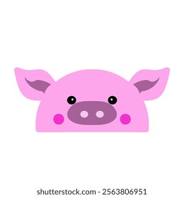 cute pink pig vector, cartoon pig face, easy and simple pig face drawing