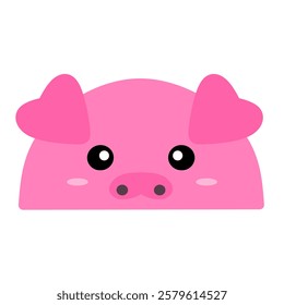 cute pink pig vector, cartoon pig face, easy and simple pig face drawing. Piggy vector design with cartoon style