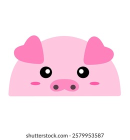 cute pink pig vector, cartoon pig face, easy and simple pig face drawing. Piggy vector design with cartoon style