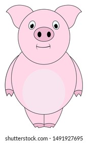 Cute pink pig. Vector illustration.