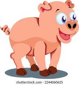 cute pink pig white background