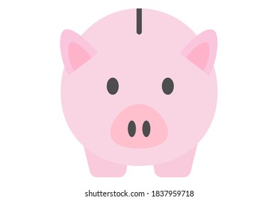 A cute pink piggy bank. Vector material.