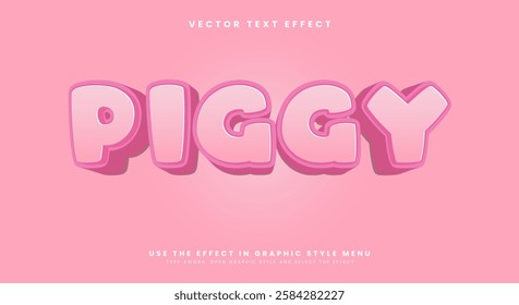 Cute pink piggy editable text effect Template