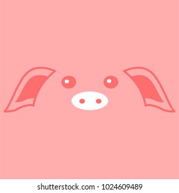 Cute Pink Piggy Face Background Vector Illustration Graphic Design