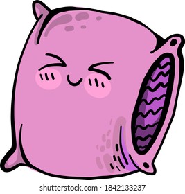 Cute pink pillow, illustration, vector on white background