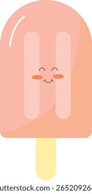 Cute Pink Popsicle with Smiling Face Illustration