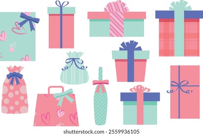 Cute pink present illustration material