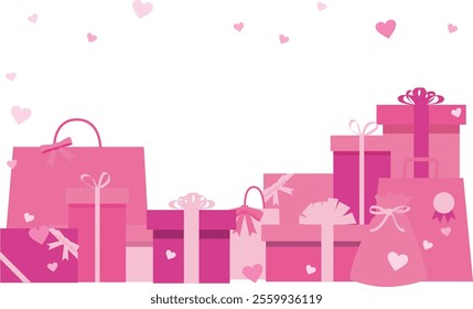 Cute pink present illustration material