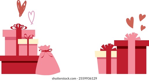 Cute pink present illustration material