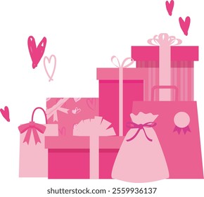 Cute pink present illustration material
