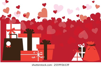 Cute pink present illustration material