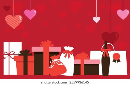 Cute pink present illustration material