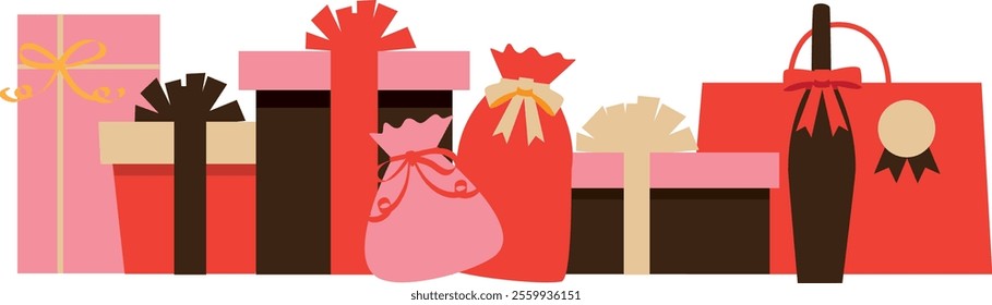 Cute pink present illustration material