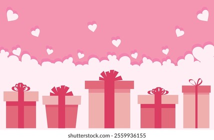 Cute pink present illustration material