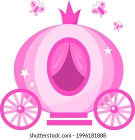 Cute Pink Princess Vector Carriage Illustration Stock Vector (Royalty ...