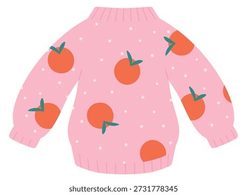 Cute pink pullover. Cozy wool clothes icon