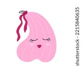 Cute pink pumpkin with a ribbon. Vector Illustration for printing, backgrounds, covers and packaging. Image can be used for greeting cards, posters, stickers and textile. Isolated on white background.