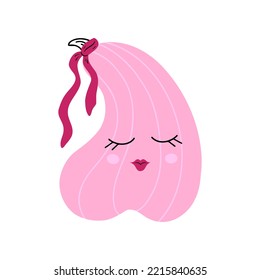 Cute pink pumpkin with a ribbon. Vector Illustration for printing, backgrounds, covers and packaging. Image can be used for greeting cards, posters, stickers and textile. Isolated on white background.