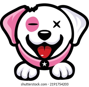 lindo perro punk rosa rock perro lindo perro vector logo