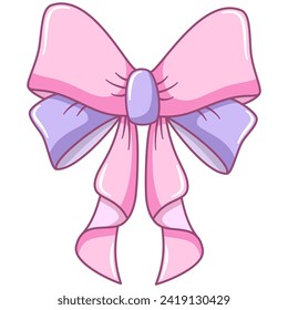 Cute Pink Purple Decorative Bow Ribbon Vector