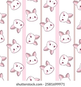 Cute pink rabbit baby girl seamless pattern