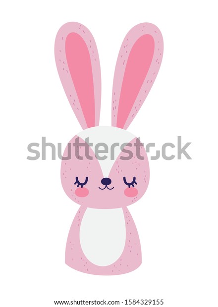 Cute Pink Rabbit Cartoon Character Icon Stock Vector (Royalty Free ...