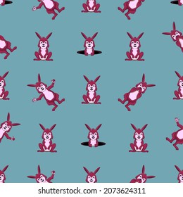 cute pink rabbit seamless pattern design