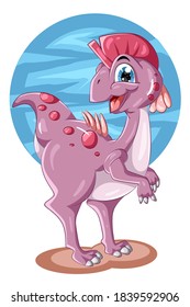 A cute pink raptor vector illustration