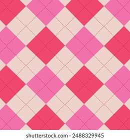 Cute Pink and Red Argyle Seamless pattern. For fabric, textile and interior décor 