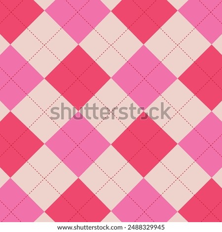 Cute Pink and Red Argyle Seamless pattern. For fabric, textile and interior décor 