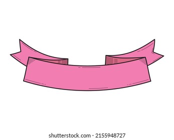 Cute Pink Ribbon Cartoon Silhouette Doodle Stock Vector (Royalty Free ...