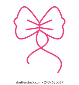 Cute pink ribbon, digital art illustration