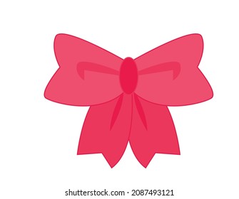 Cute pink ribbon.  Material. Vector illustration.