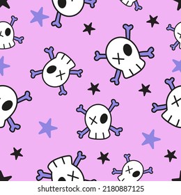 Cute pink rock stars Halloween doodle pattern arts